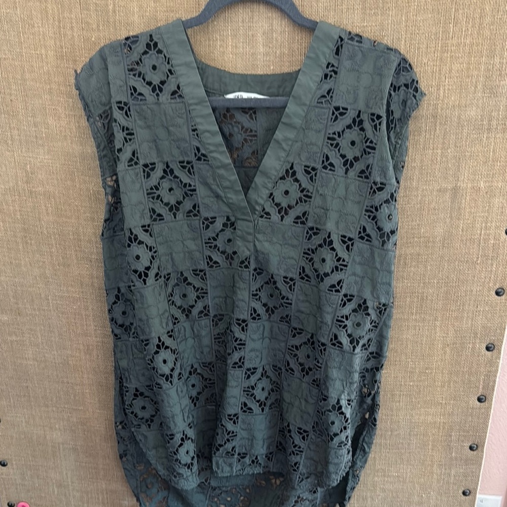 Zara Olive cotton Sleeveless vest or top